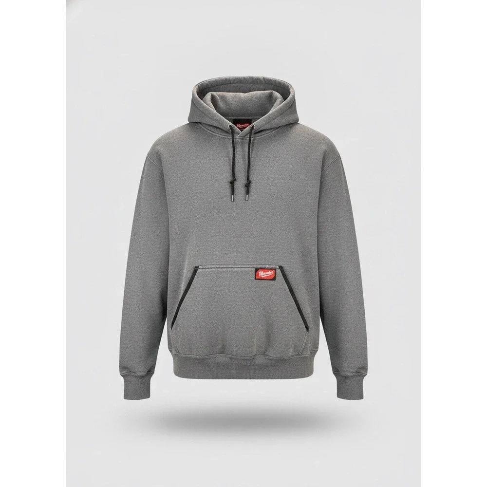 Milwaukee Tool Mens XL Gray Pullover Hoodie Fleece Lined Workwear Sweatshirt